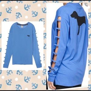 PINK Victoria’s Secret Campus Ladder Sleeve Tee